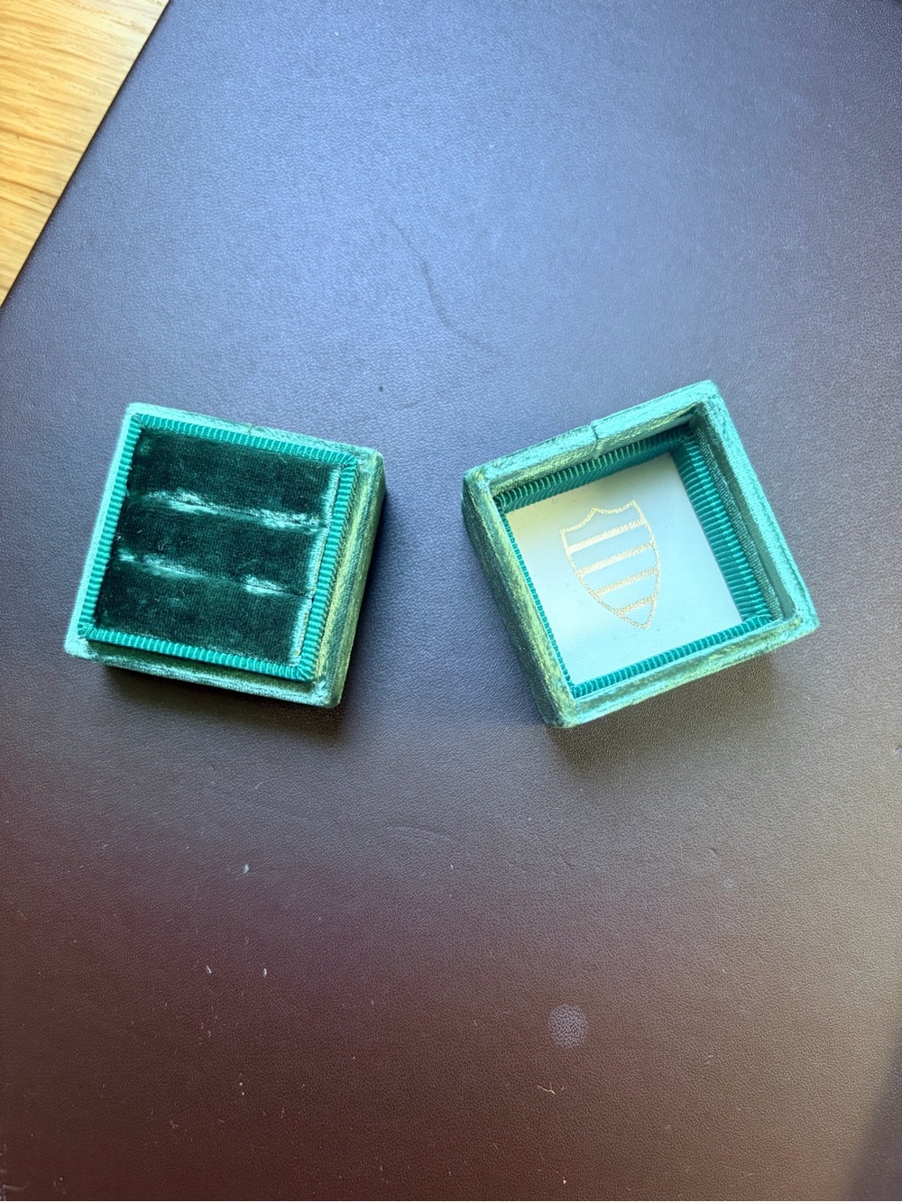 Mrs Box Green Velvet Jewelry Ring Box Set - Deep Emerald